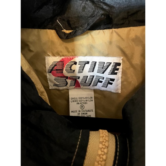 Active Stuff | VINTAGE 90s Gold and Black Windbreaker Jacket Size Medium - Picture 3 of 7